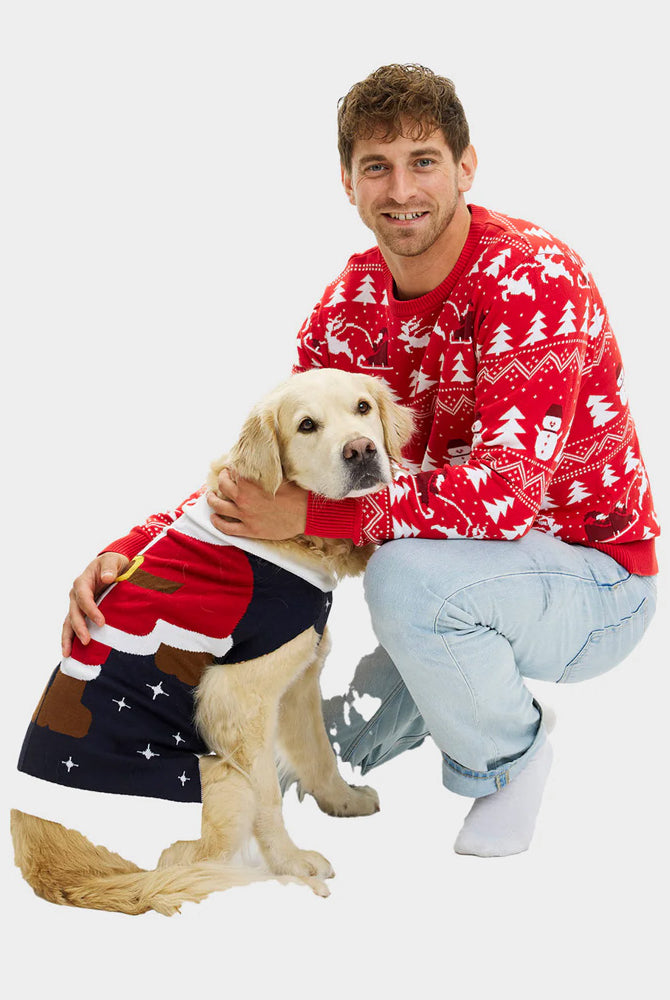 Dog Ugly Christmas Sweater Santa Suit men