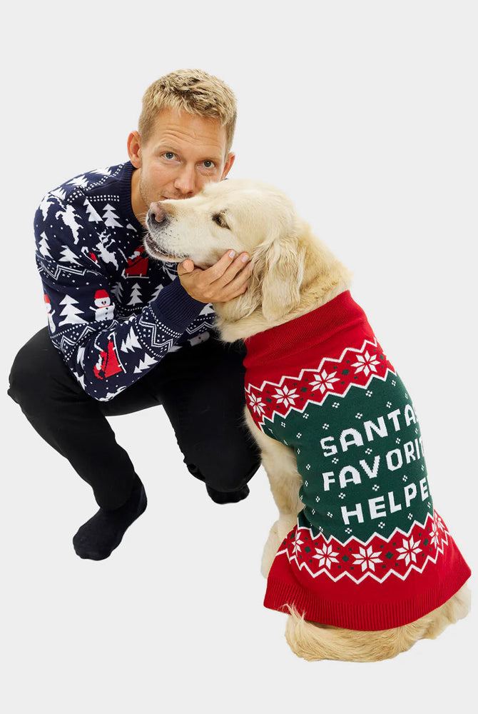 Dog Ugly Christmas Sweater Santas Little Helper