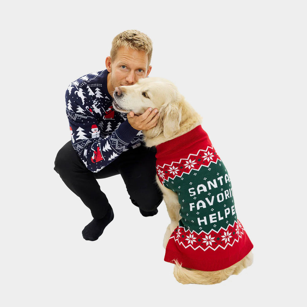 Dog Ugly Christmas Sweater Santas Little Helper
