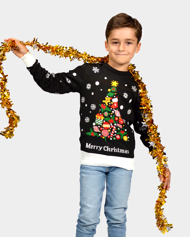 Children Family Black Ugly Christmas Sweater Merry Christmas