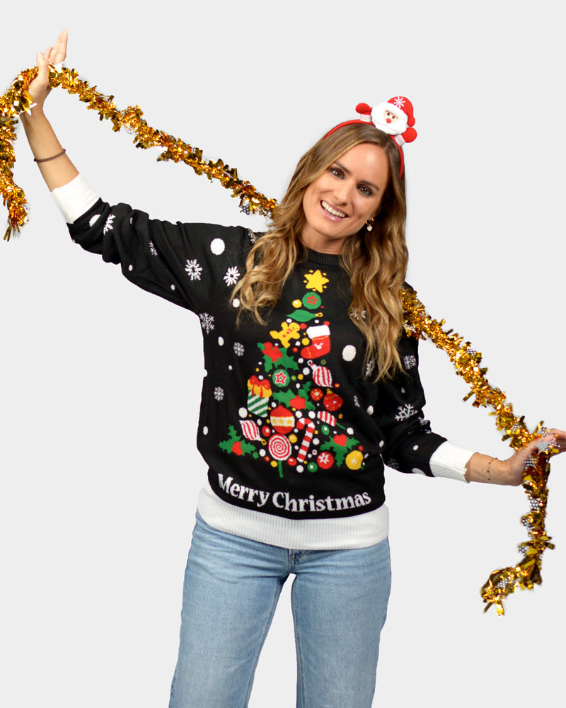 Women Family Black Ugly Christmas Sweater Merry Christmas