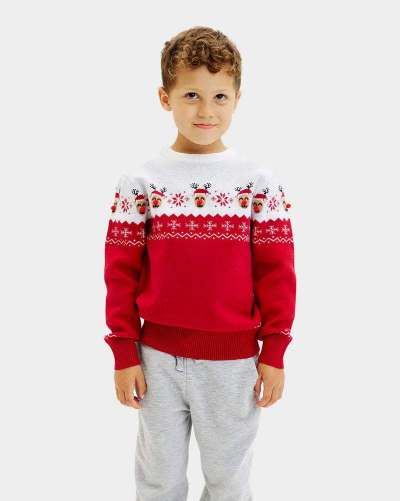 Family Ugly Christmas Sweater Adorable Reindeer boy