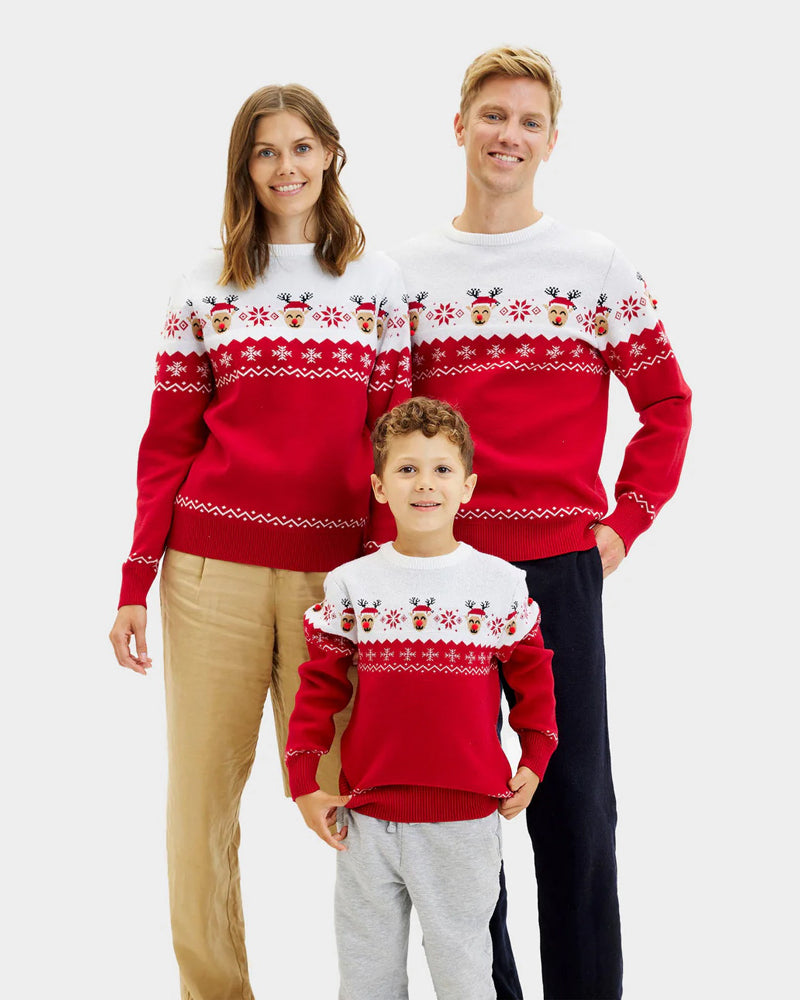 Family Ugly Christmas Sweater Adorable Reindeer