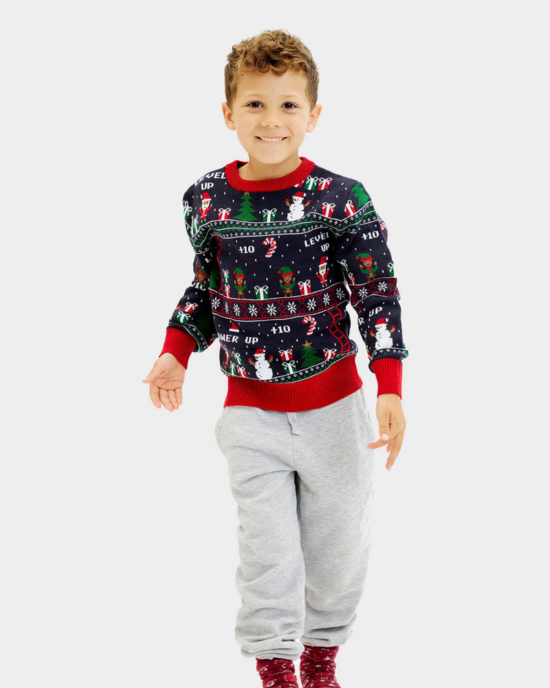 Family Ugly Christmas Sweater Children Vintage Gaming