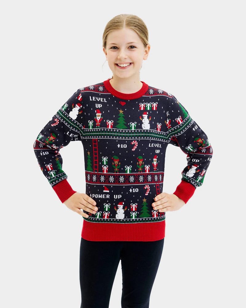 Family Ugly Christmas Sweater Vintage Gaming Girl