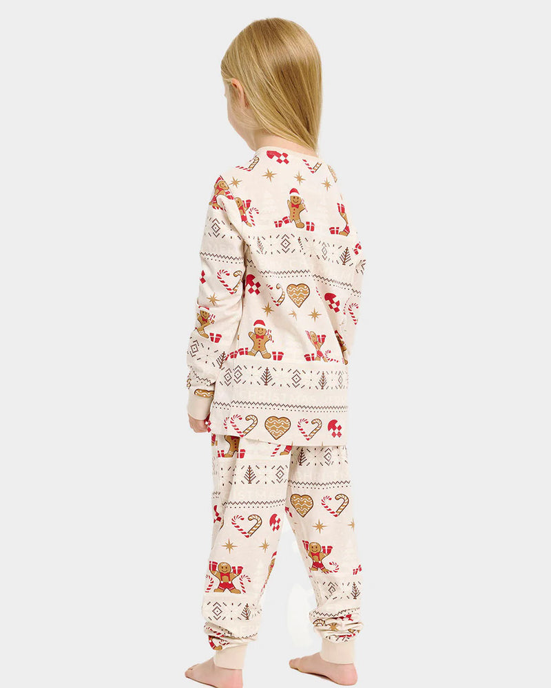 Beige Gingercookies Ugly Christmas Pyjama for Children
