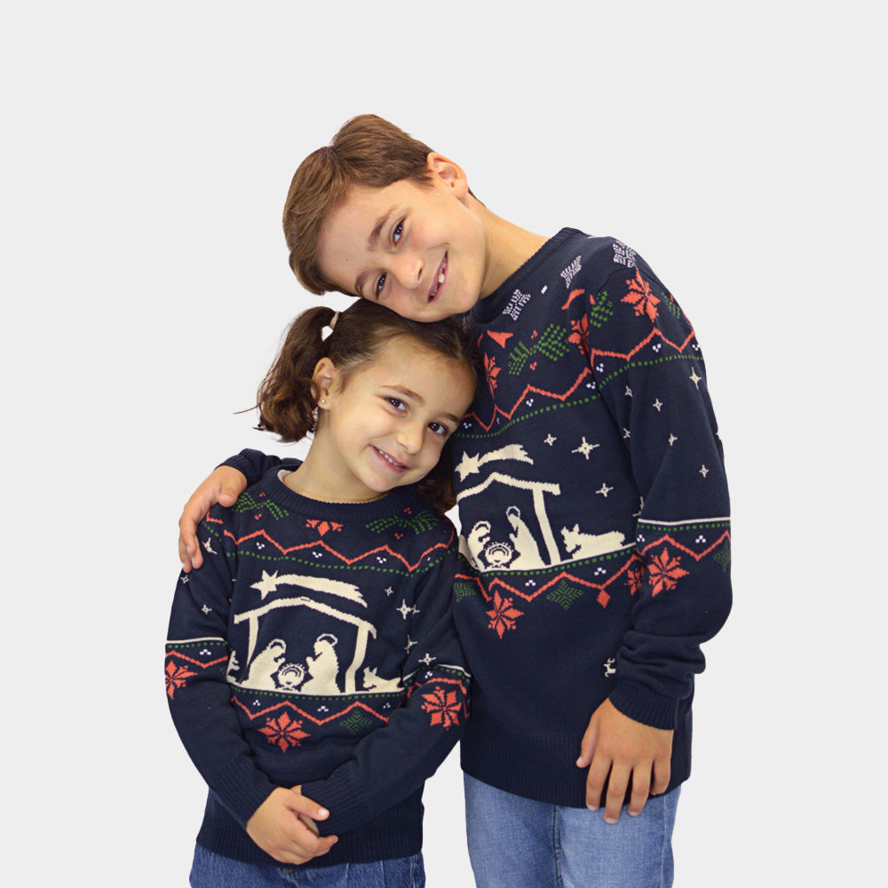 Boys and Girls Ugly Christmas Sweater Nativity