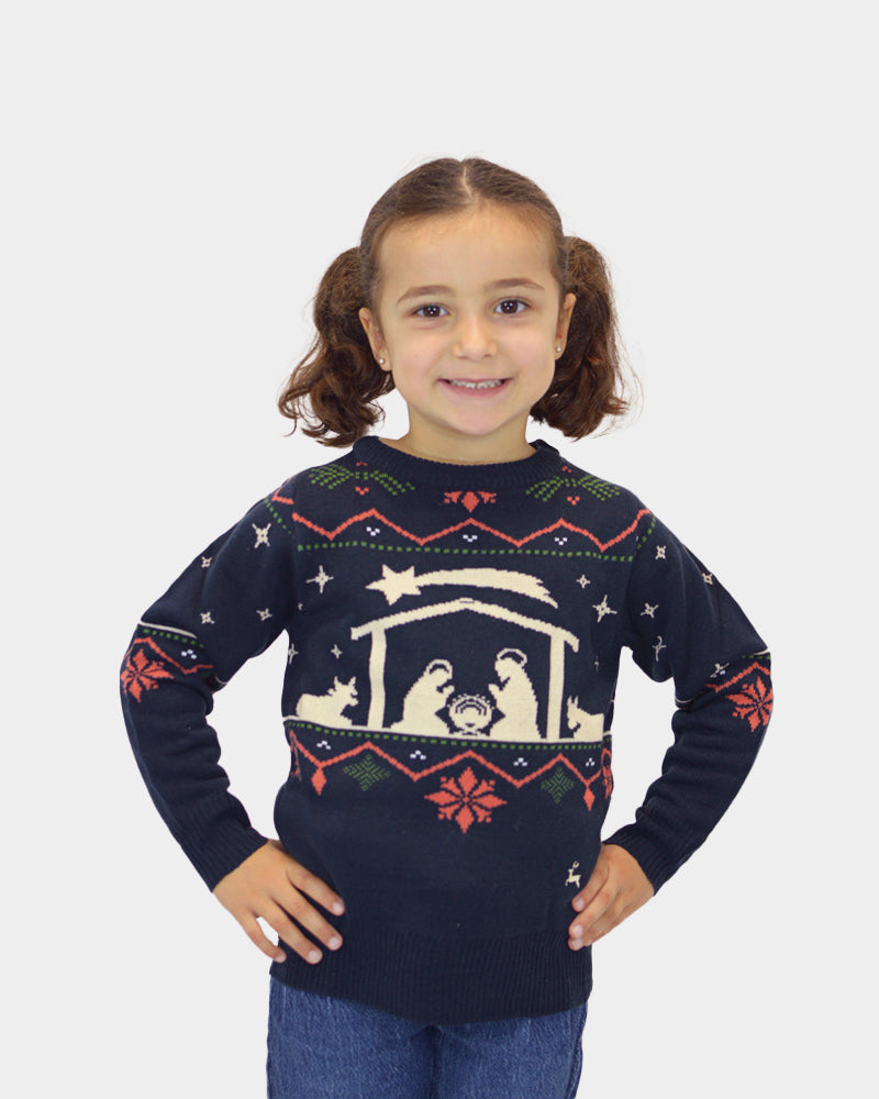 Girls Ugly Christmas Sweater Nativity
