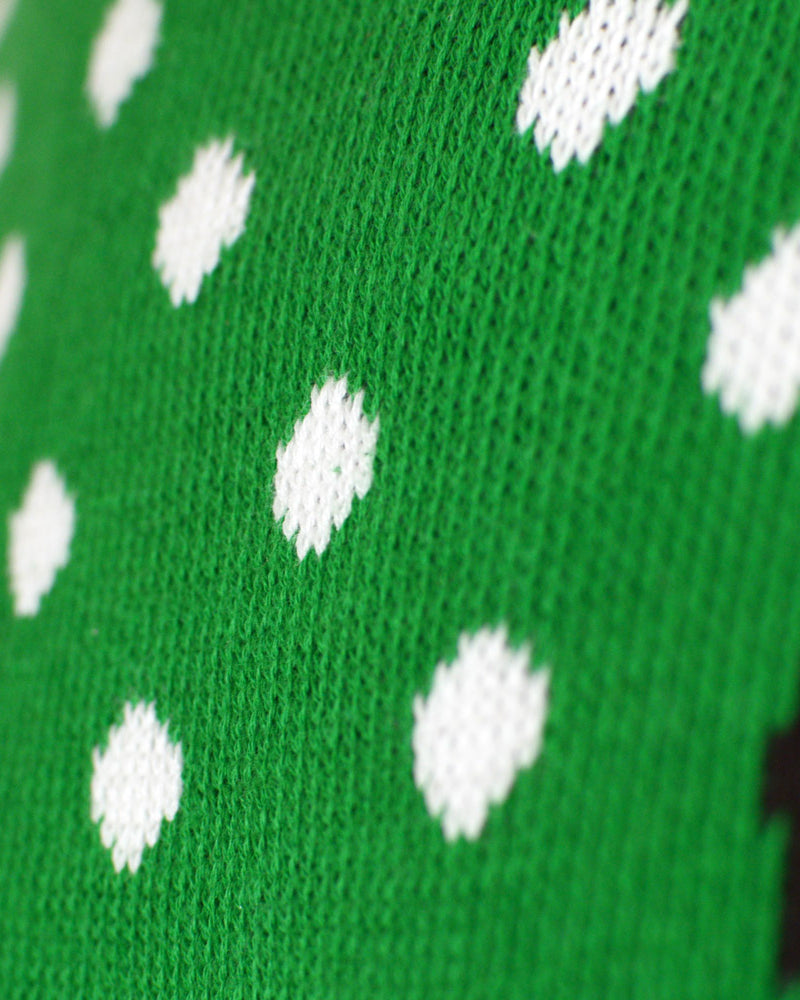 Green detail 3D Womens Ugly Christmas Sweater Reindeer Santa's hat