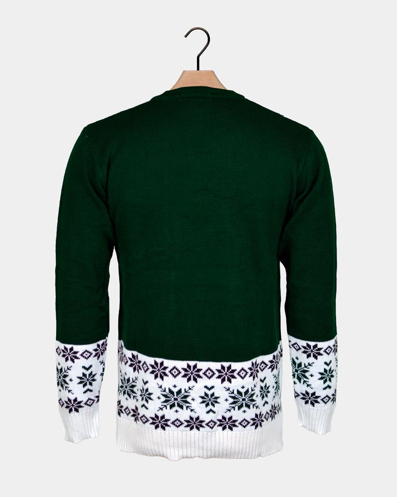 skating Reindeer Green Couple's Ugly Christmas Sweater