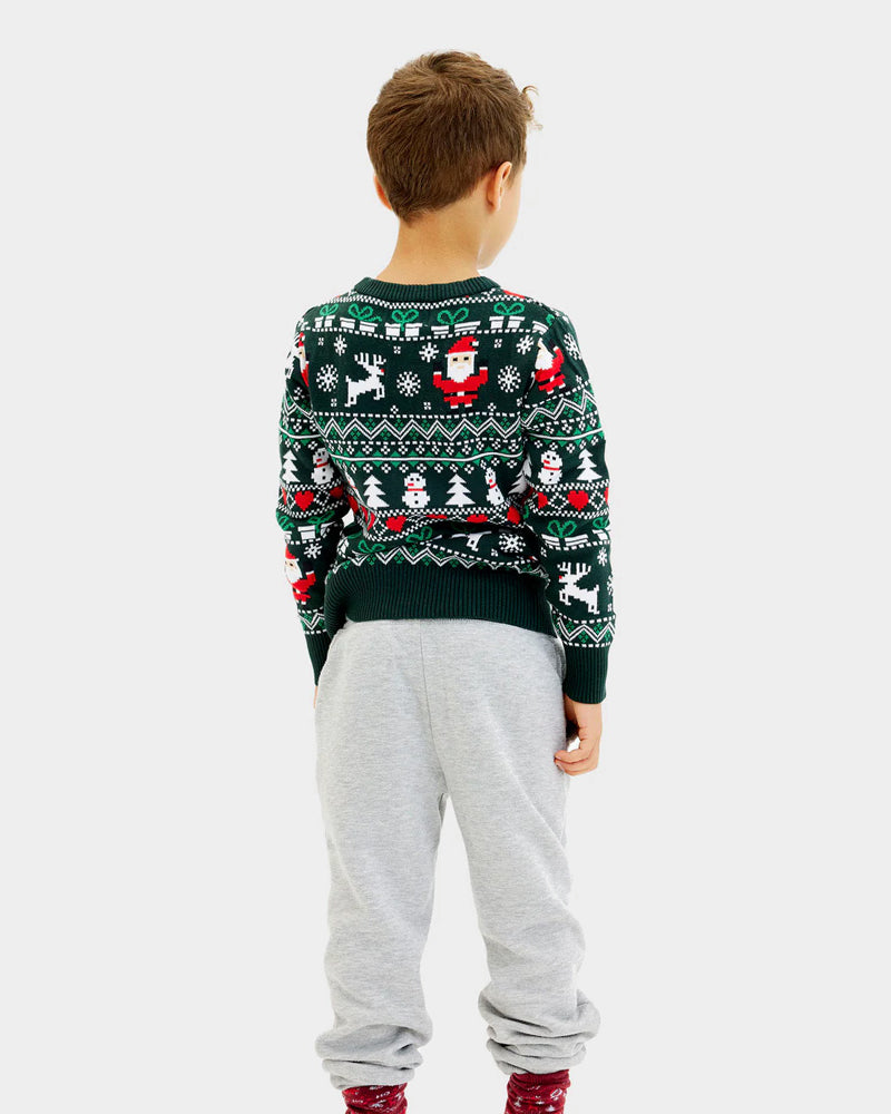 Green Organic Cotton Boys and Girls Ugly Christmas Sweater Jolly