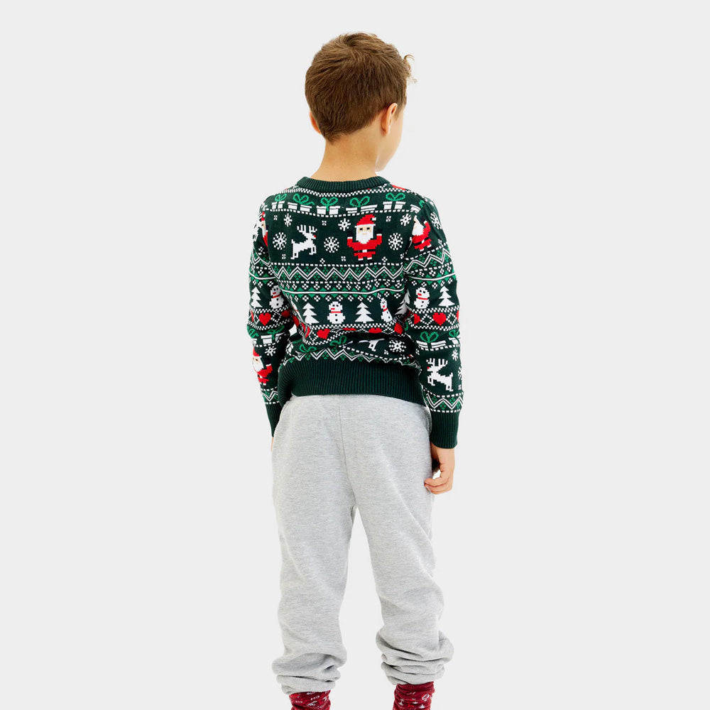 Green Organic Cotton Boys and Girls Ugly Christmas Sweater Jolly