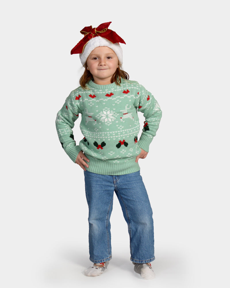 Childrens Sweet Green Cotton Ugly Christmas Sweater