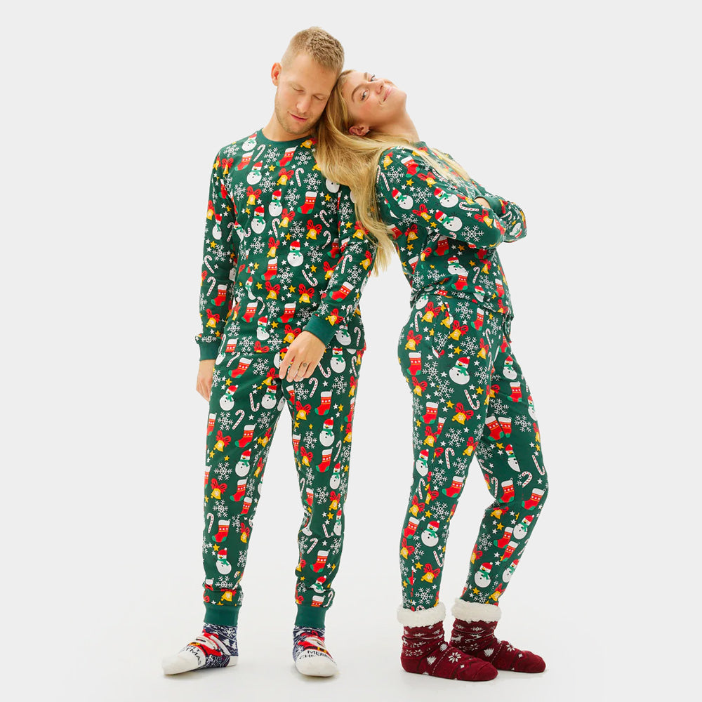 Green Ugly Christmas Pyjama Womens and Mens Christmas motifs