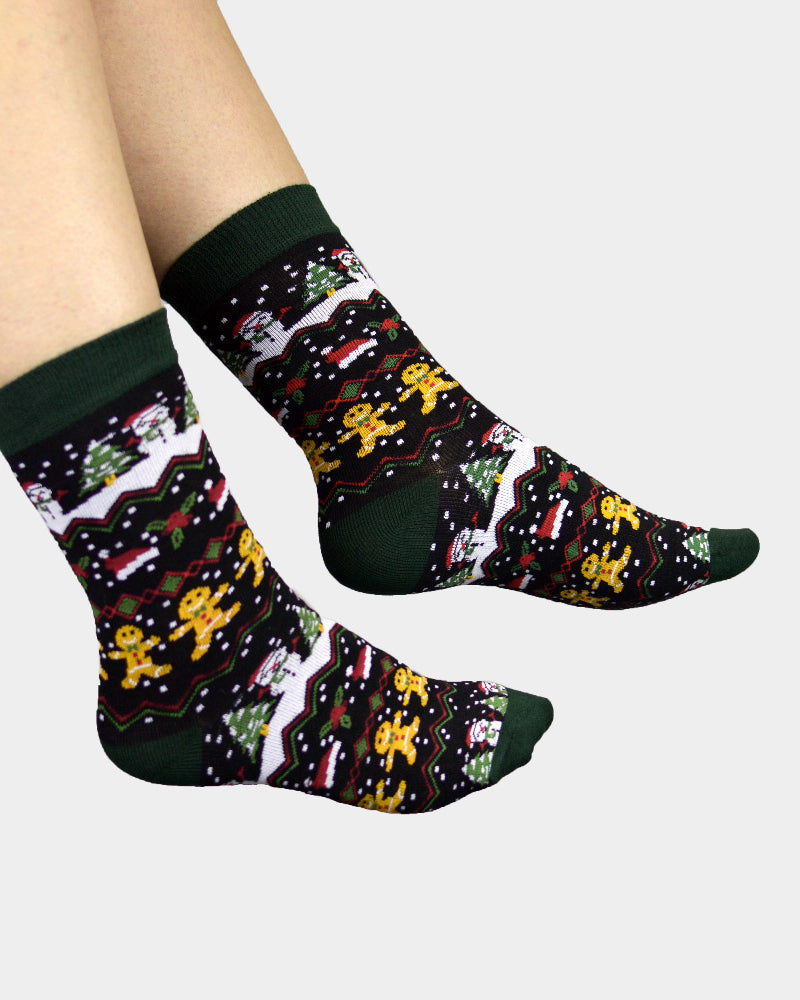 Green Ugly Christmas Socks with Gingerbread