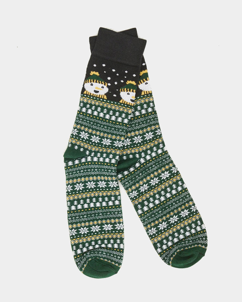 Green Unisex Ugly Christmas Socks avec Snowmen