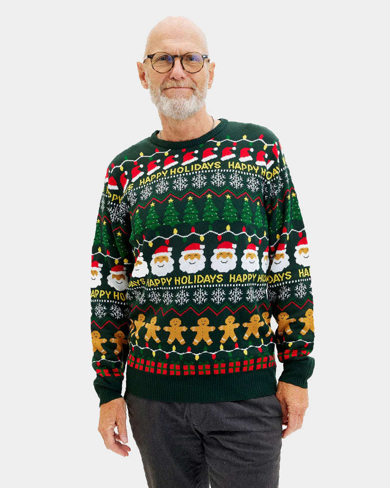 Green Ugly Christmas Sweater Happy Holidays Mens