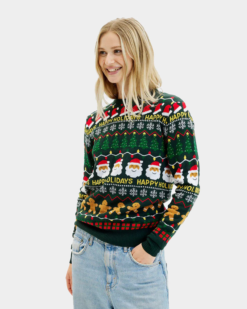 Green Ugly Christmas Sweater Happy Holidays Women's