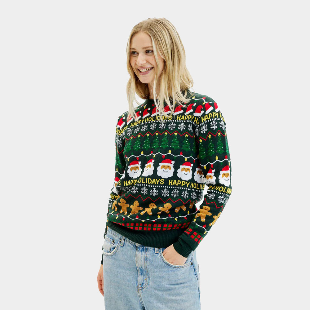 Green Ugly Christmas Sweater Happy Holidays Women's