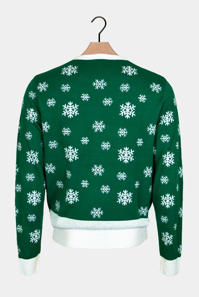 Holly Jolly with Sequins Green Couple's Ugly Christmas Sweater