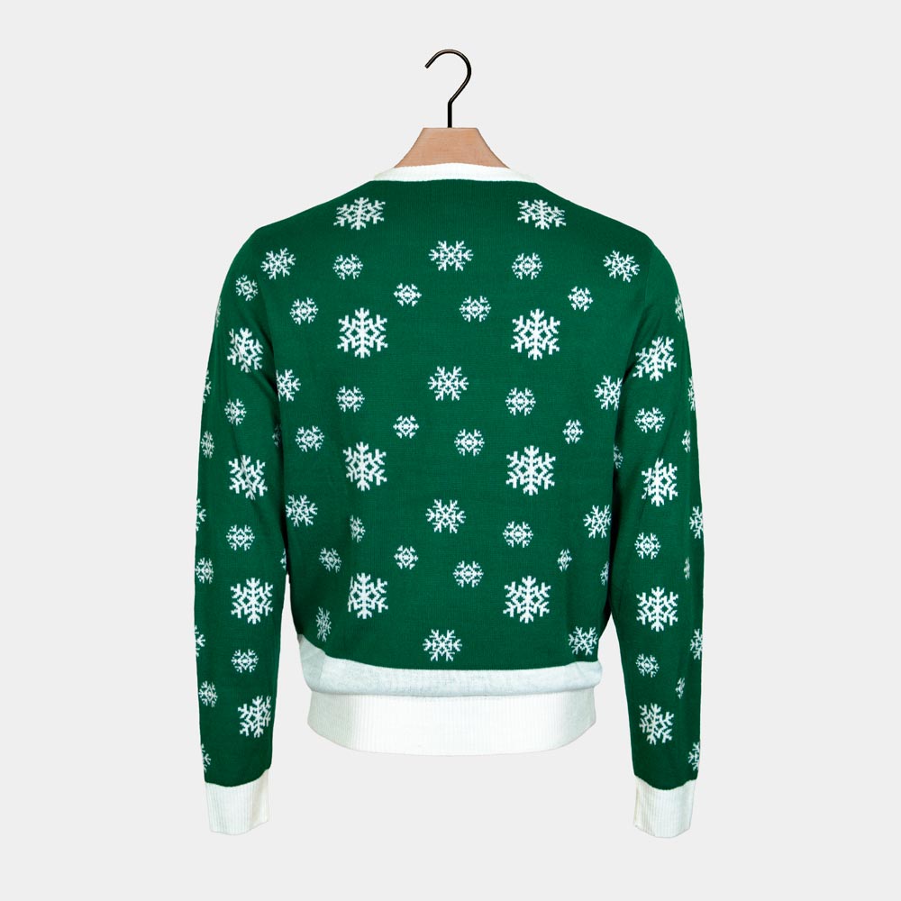 Holly Jolly with Sequins Green Couple's Ugly Christmas Sweater