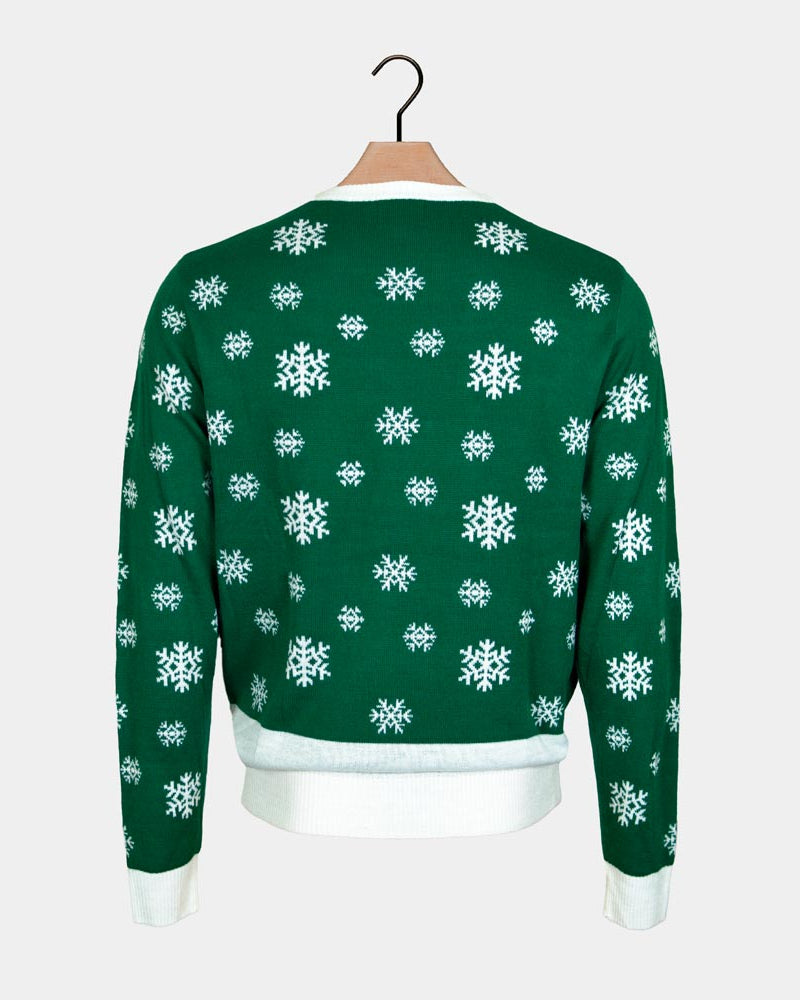 Holly Jolly with Sequins Green Men's Ugly Christmas Sweater