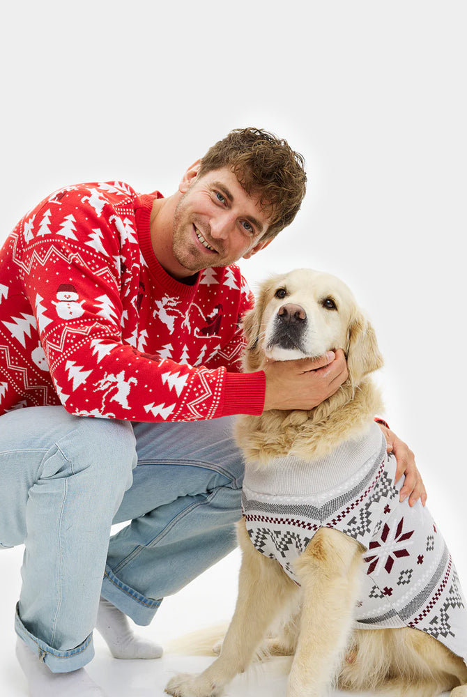 Grey Dog Ugly Christmas Sweater with Polar Stars Men