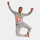 Grey Ugly Christmas Pyjama Mens Rudolph the Reindeer