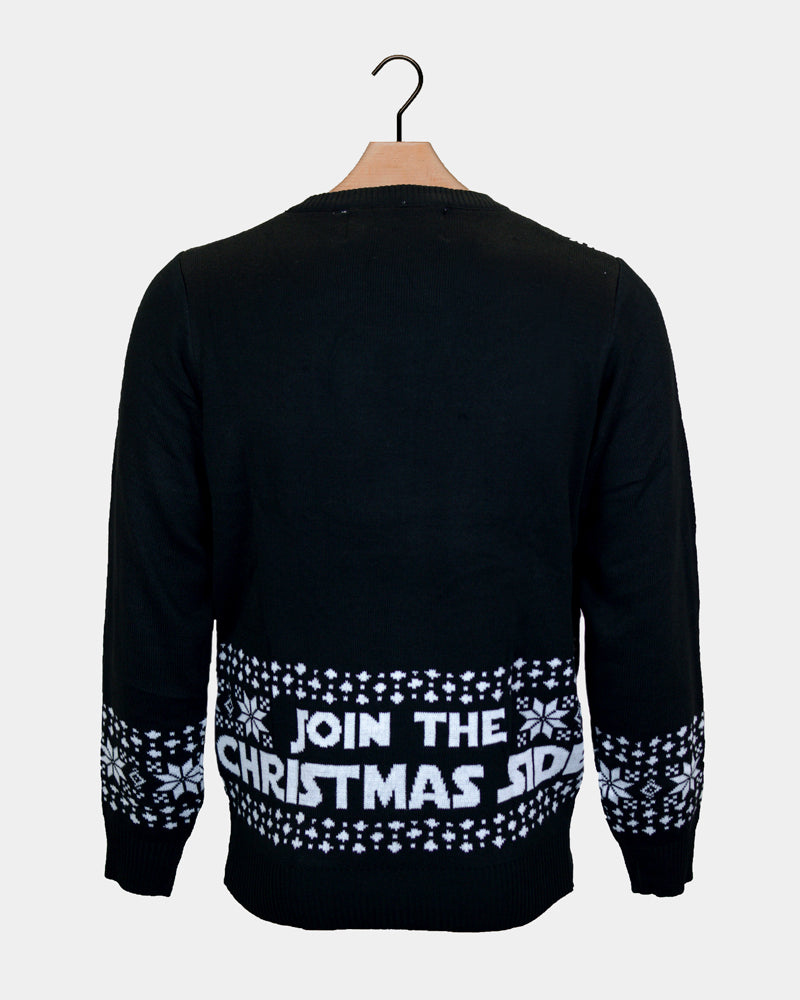 Join the Christmas Side LED light-up Ugly Christmas Sweater Back