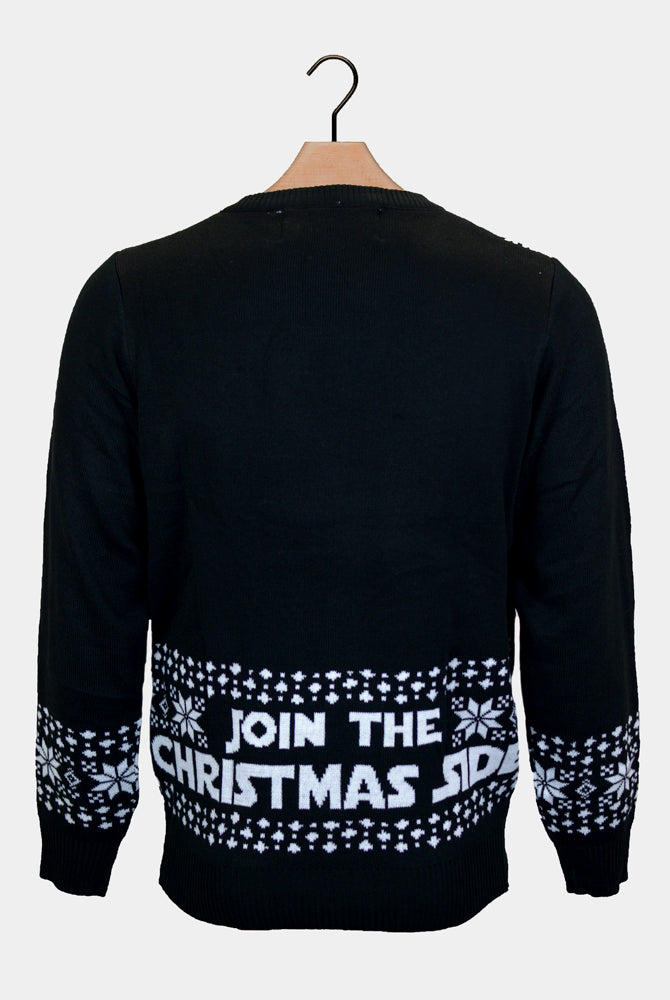Join the Christmas Side LED light-up Ugly Christmas Sweater Back