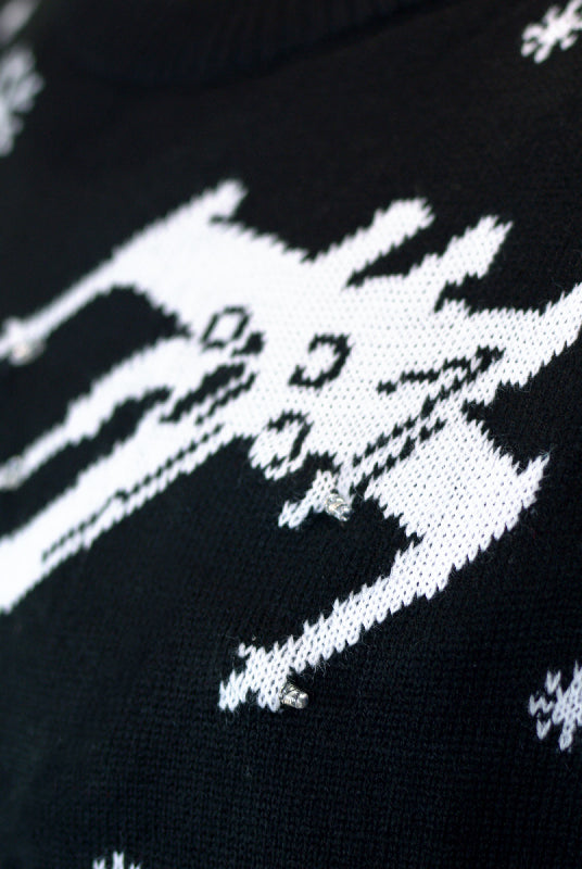 Join the Christmas Side LED light-up Ugly Christmas Sweater detail