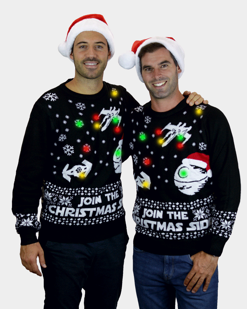Mens Join the Christmas Side LED light-up Ugly Christmas Sweater