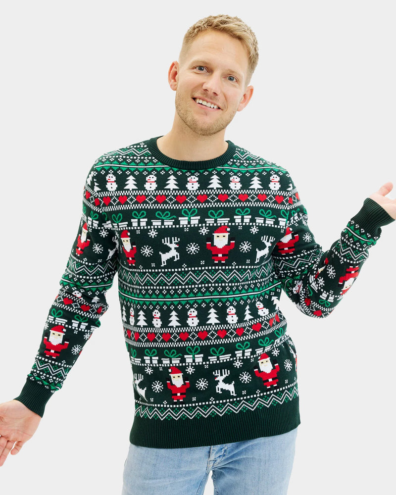 Jolly Green Organic Cotton Couple Ugly Christmas Sweater Men