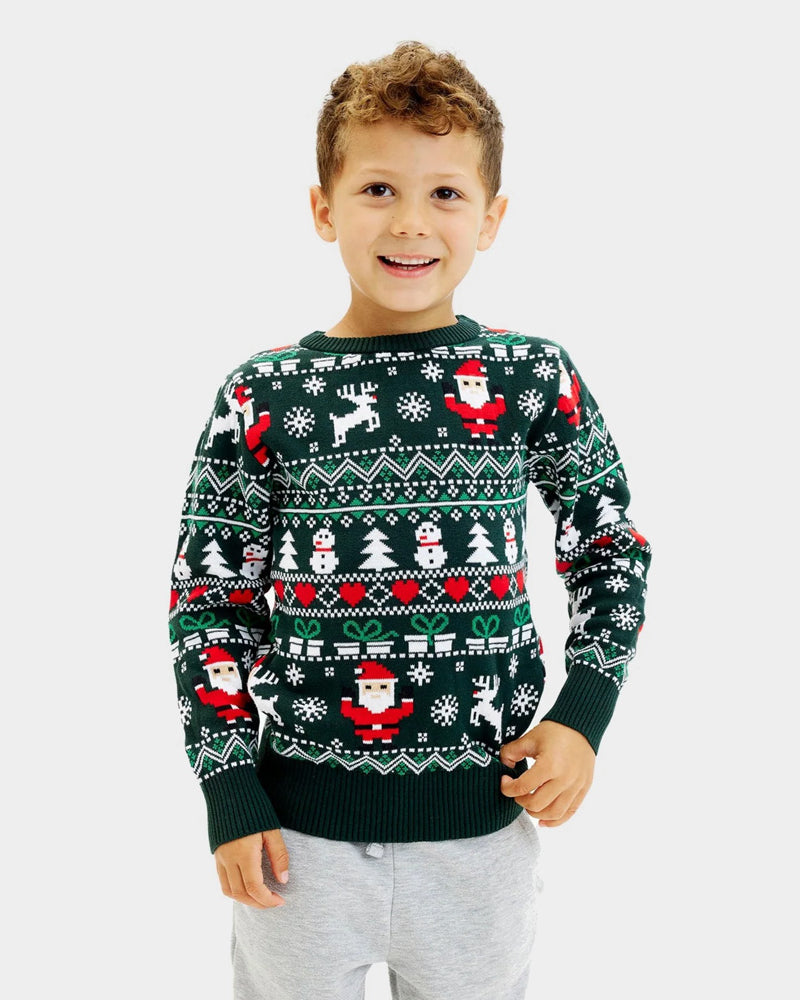 Jolly Green Organic Cotton Family Ugly Christmas Sweater Boy
