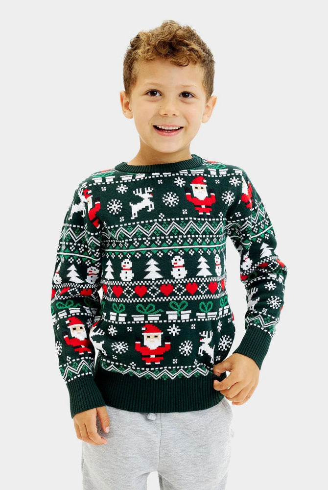 Jolly Green Organic Cotton Family Ugly Christmas Sweater Boy