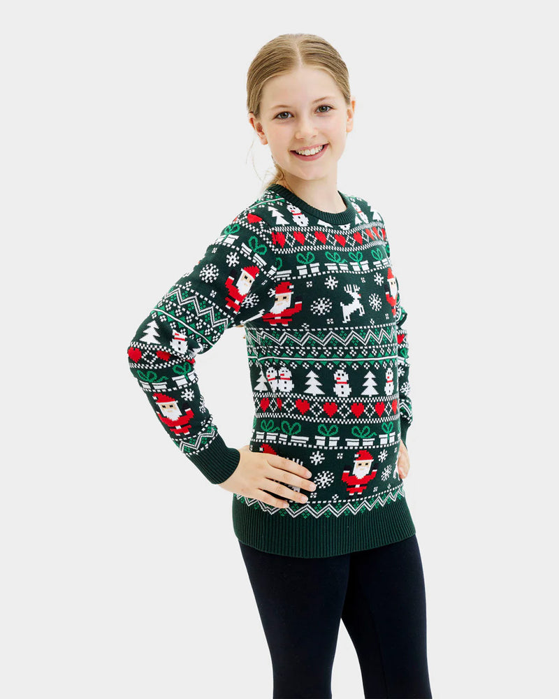Jolly Green Organic Cotton Family Ugly Christmas Sweater Girl