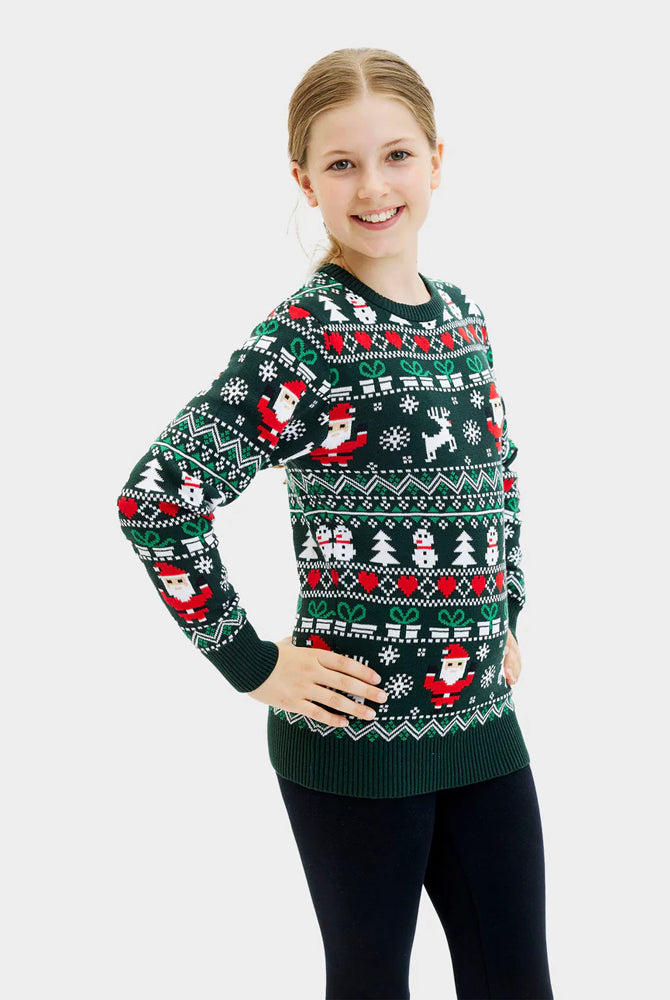 Jolly Green Organic Cotton Family Ugly Christmas Sweater Girl