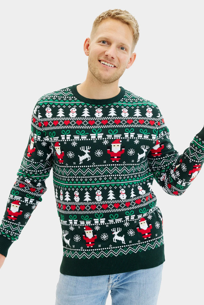 Jolly Green Organic Cotton Family Ugly Christmas Sweater Men