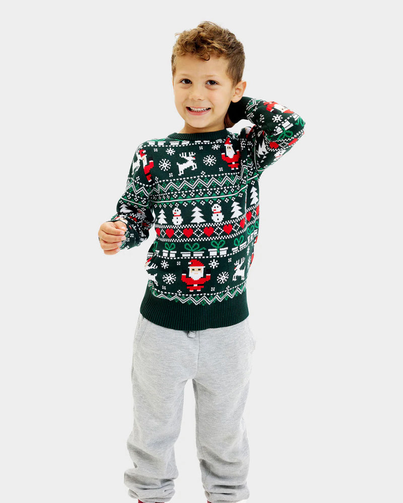 Jolly Green Organic Cotton Boys and Girls Ugly Christmas Sweater