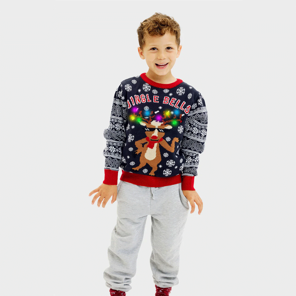LED light-up Ugly Christmas Sweater Jingle Bells Boys and Girls