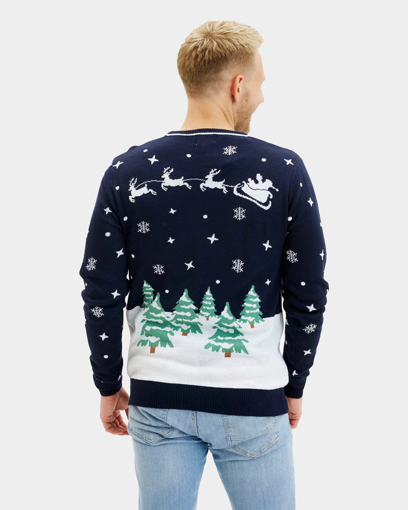 LED light-up Blue Ugly Christmas Sweater Merry Christmas Mens