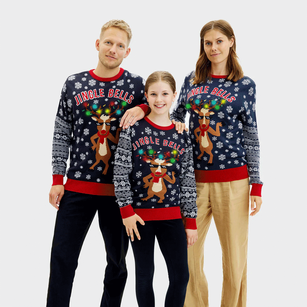 LED light-up Boys Family Girls Ugly Christmas Sweater Jingle Bells