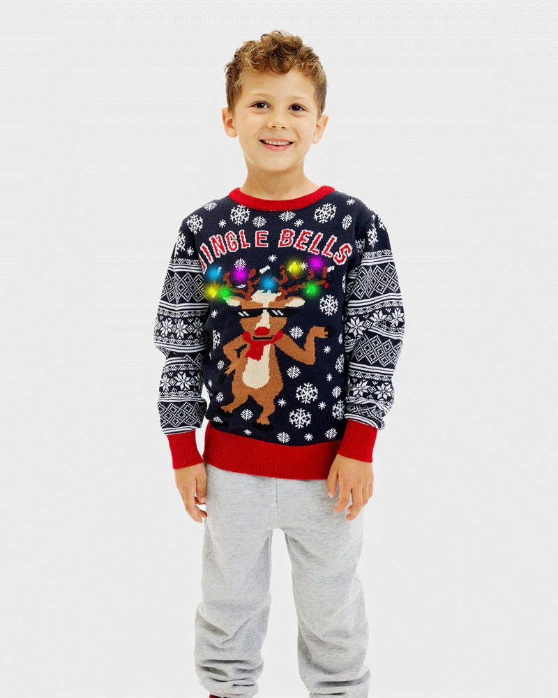 LED light-up Boys and Girls Ugly Christmas Sweater Jingle Bells
