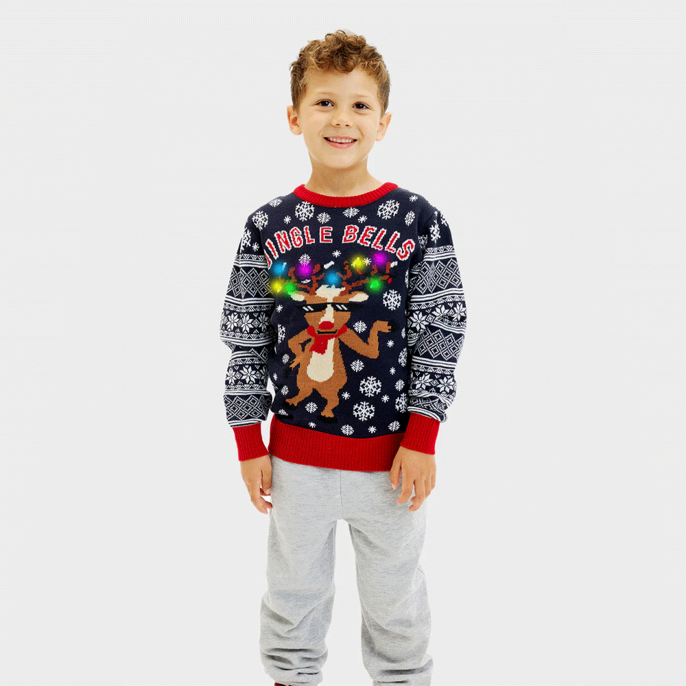 LED light-up Boys and Girls Ugly Christmas Sweater Jingle Bells
