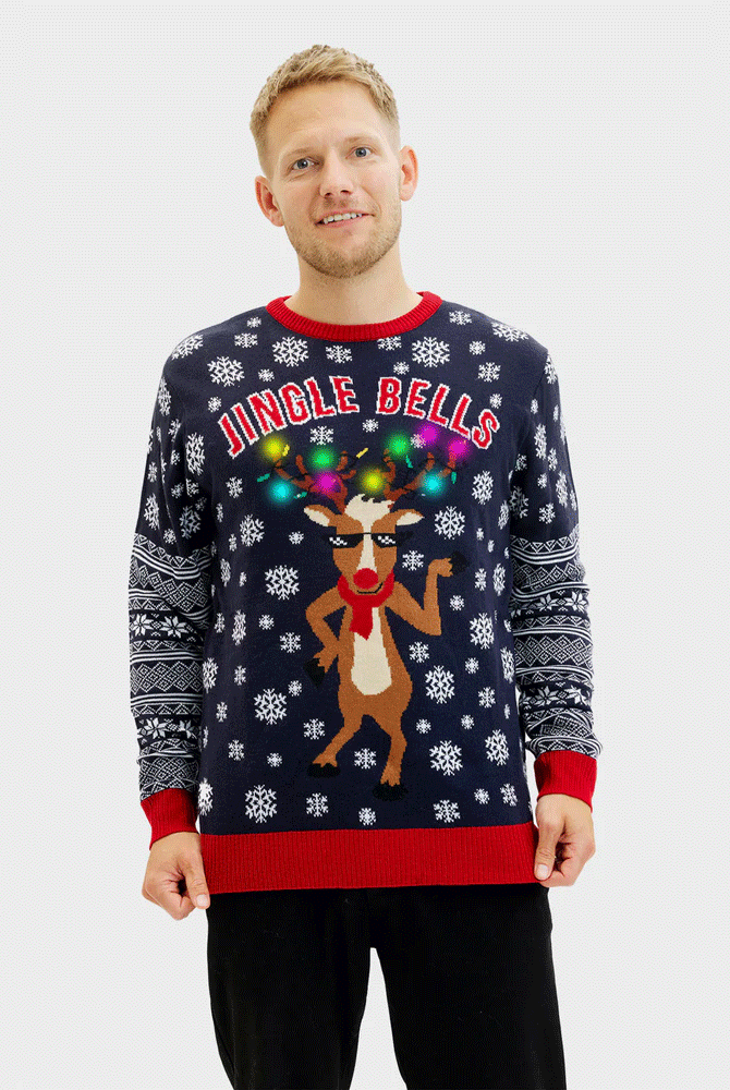 LED light-up Couples Ugly Christmas Sweater Jingle Bells Mens