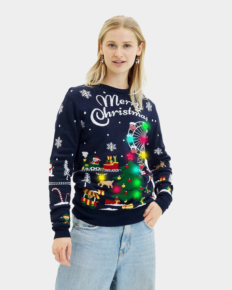 LED light-up Couple's Ugly Christmas Sweater Christmas Carnival Womens