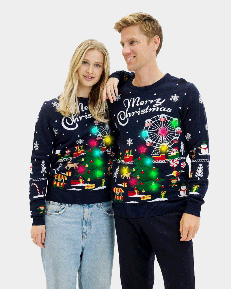 LED light-up Couple's Ugly Christmas Sweater Christmas Carnival
