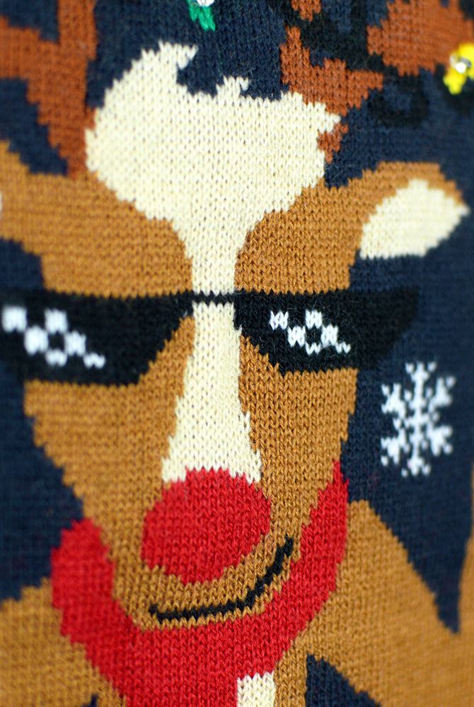 detail LED light-up Couple's Ugly Christmas Sweater Jingle Bells