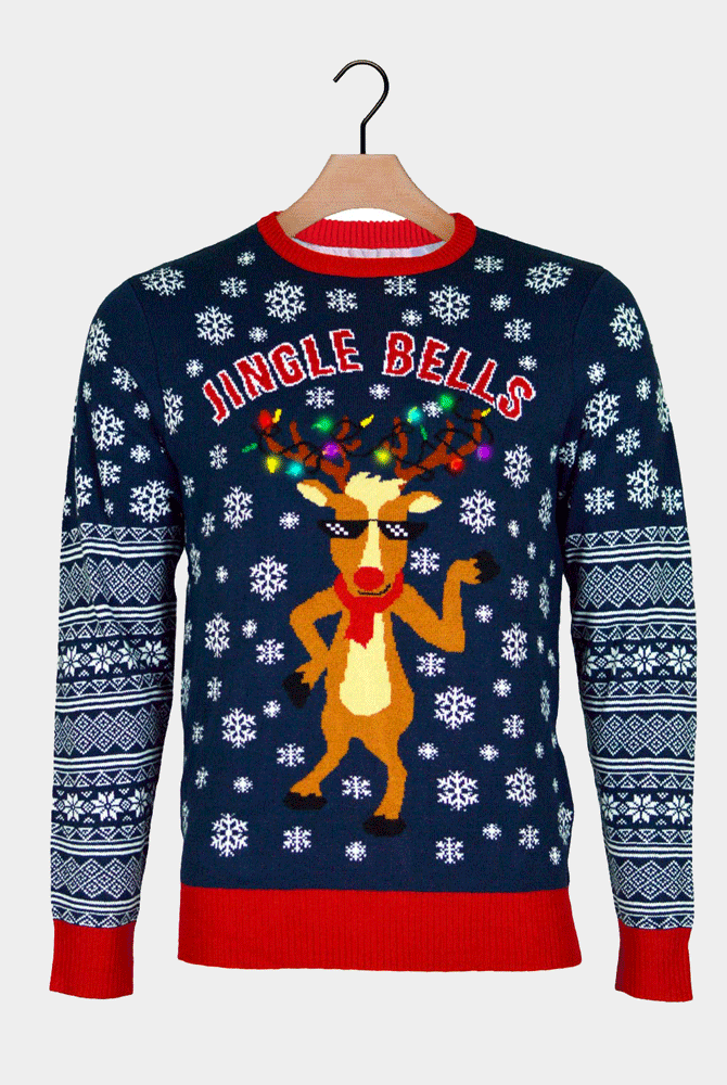 LED light-up Ugly Christmas Sweater Jingle Bells Couples