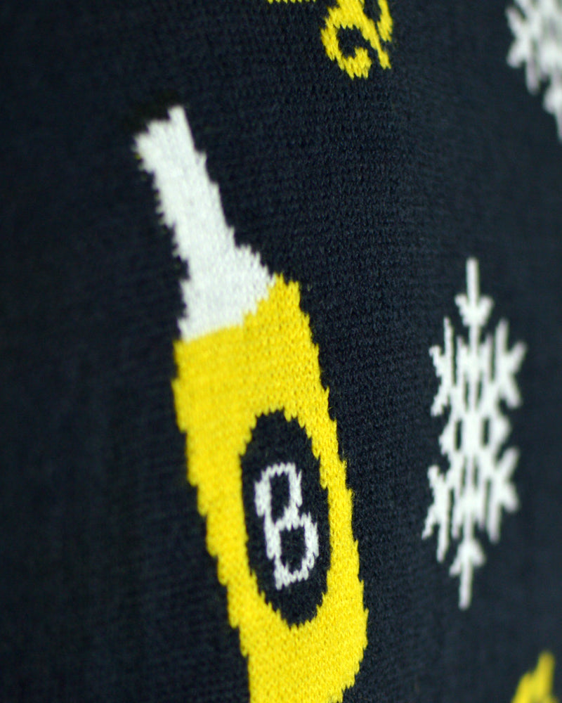 detail LED Light-Up Couple's Ugly Christmas Sweater Santa with Beer